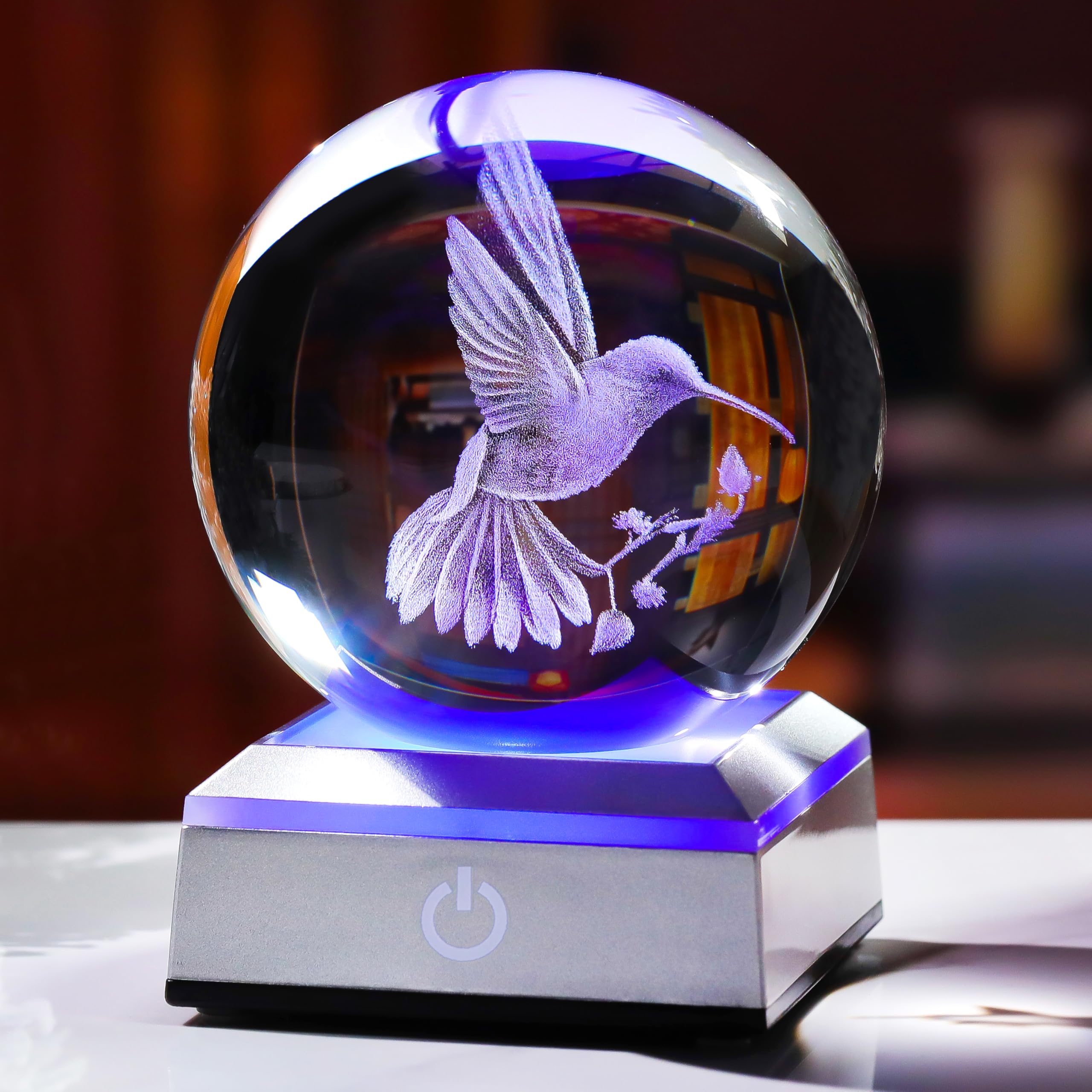 Amazon.com: Crystal Ball 3D Engraved Hummingbird with LED Colorful