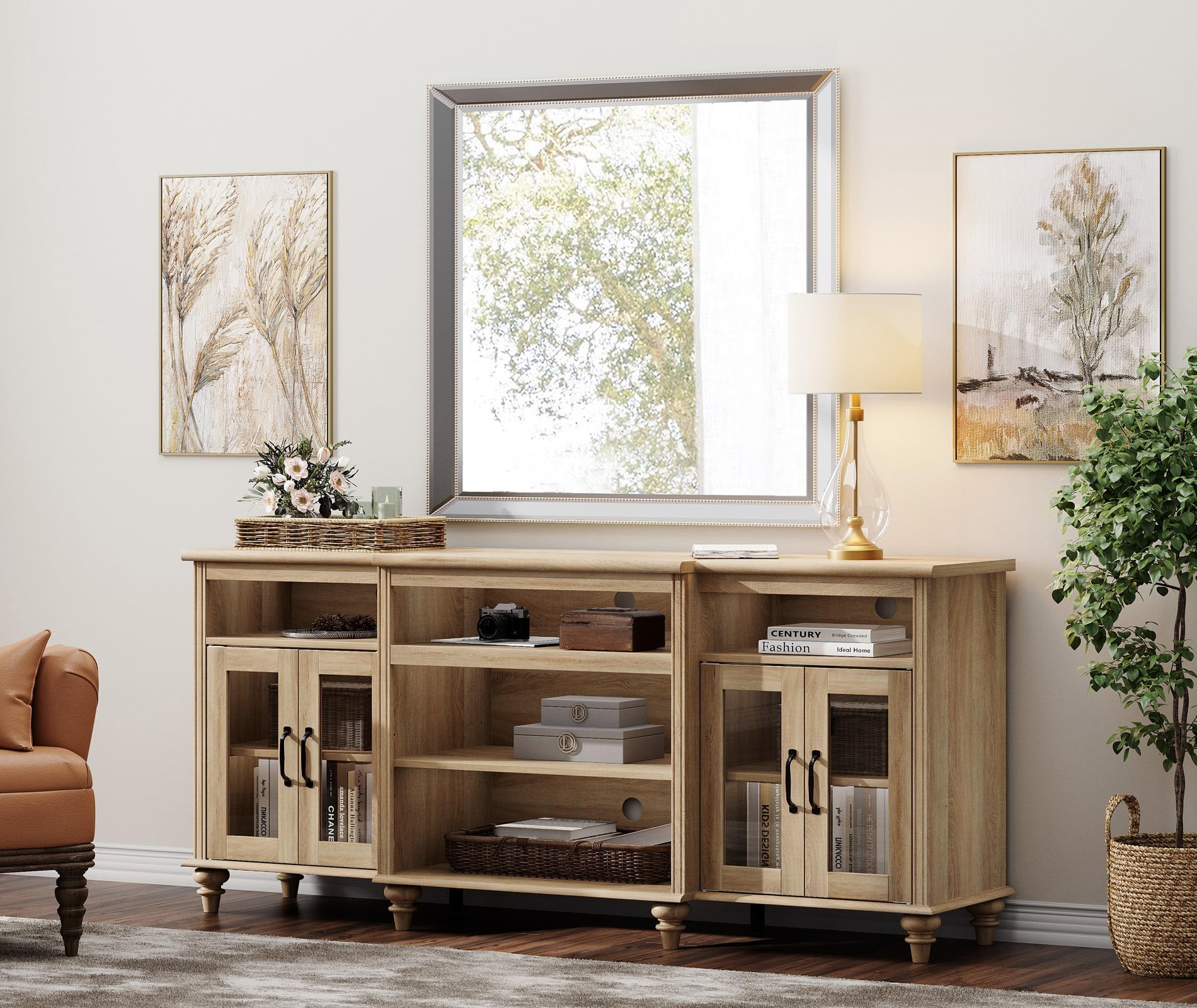 Amazon.com: WAMPAT Farmhouse TV Stand for TVs Up to 75 inch, 4