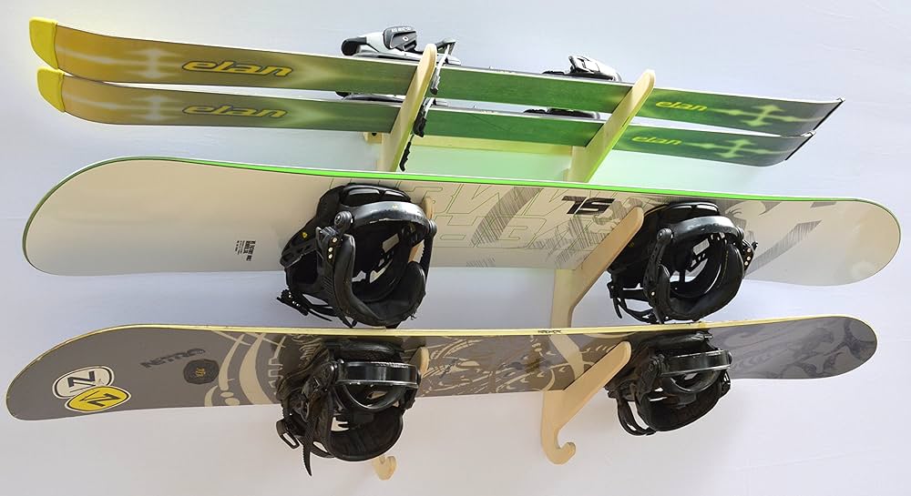 Amazon.co.jp: スノーボード スキー 壁掛けラック - ボード3枚収納