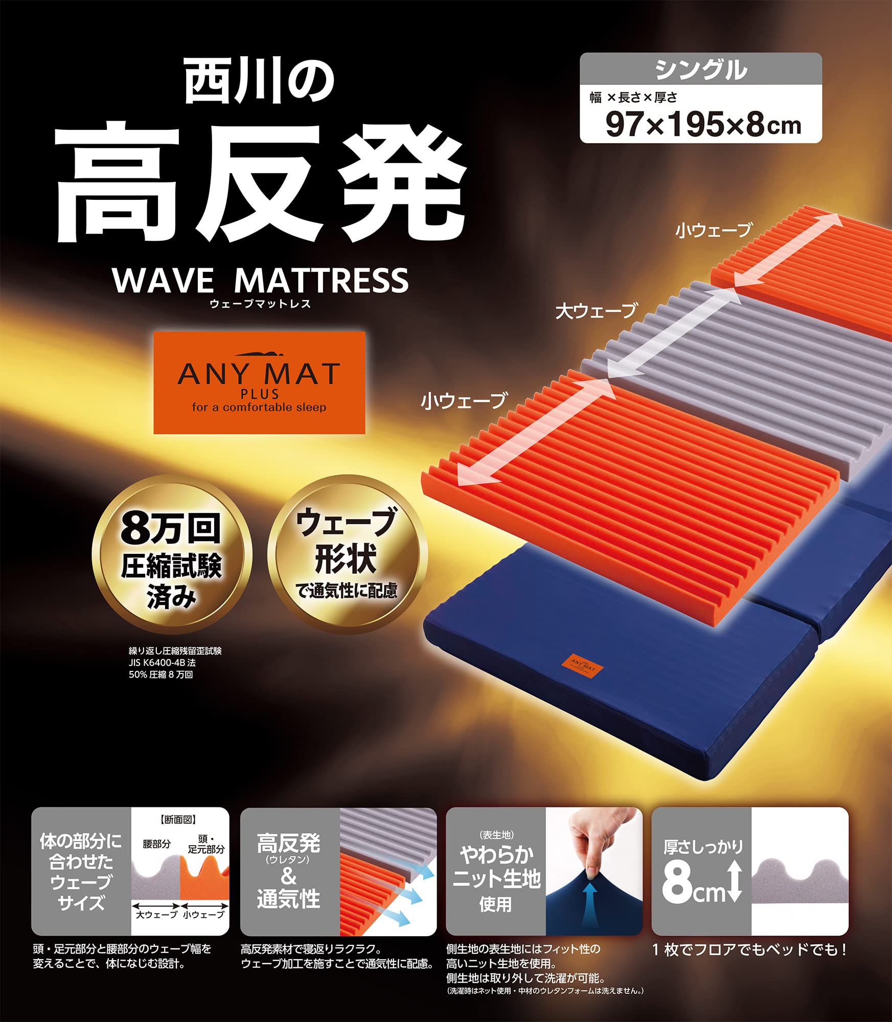 Amazon｜nishikawa 【 西川 】 エニーマット マットレス シングル 高