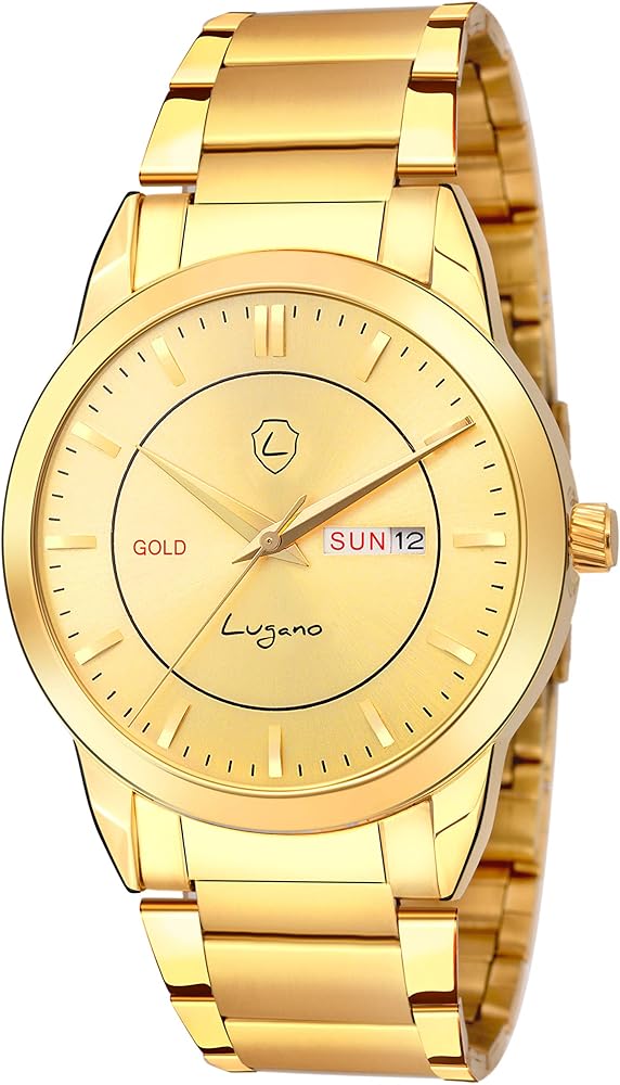 Lugano LG 1210 Golden Dial and Plated Stainless Steel Dayand Date