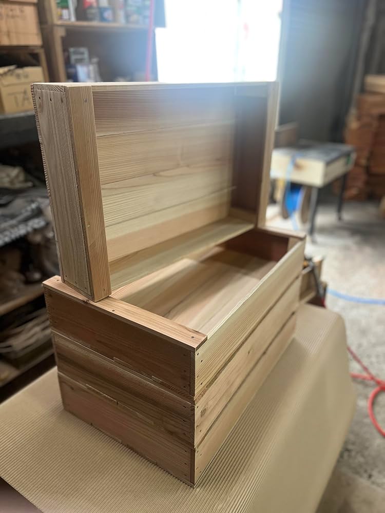 Amazon｜魚箱 木製トロ箱 青森県産杉 4個セット｜収納ケース・ボックス