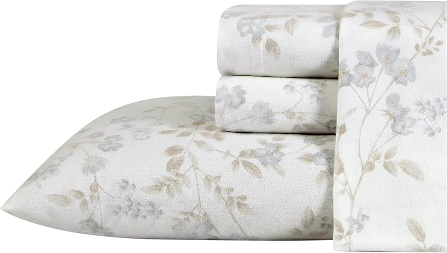 Amazon｜Laura Ashley - フランネルシーツ キングサイズ、毛玉防止