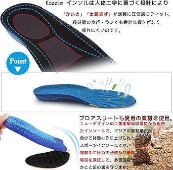 Amazon.co.jp: Kozzim【5層構造 】なかじき 靴 インソール アーチ