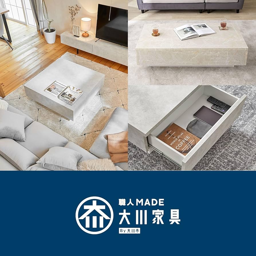 Amazon.co.jp: LOWYA ロウヤ ローテーブル リビングテーブル 引き出し