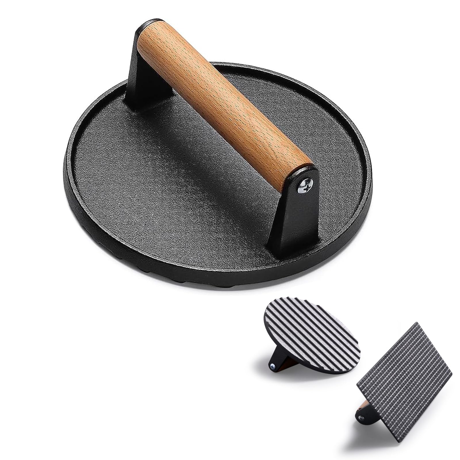 Amazon｜重し ミートプレス 鋳物 丸型鉄板ハンドプレス ハンバーガー