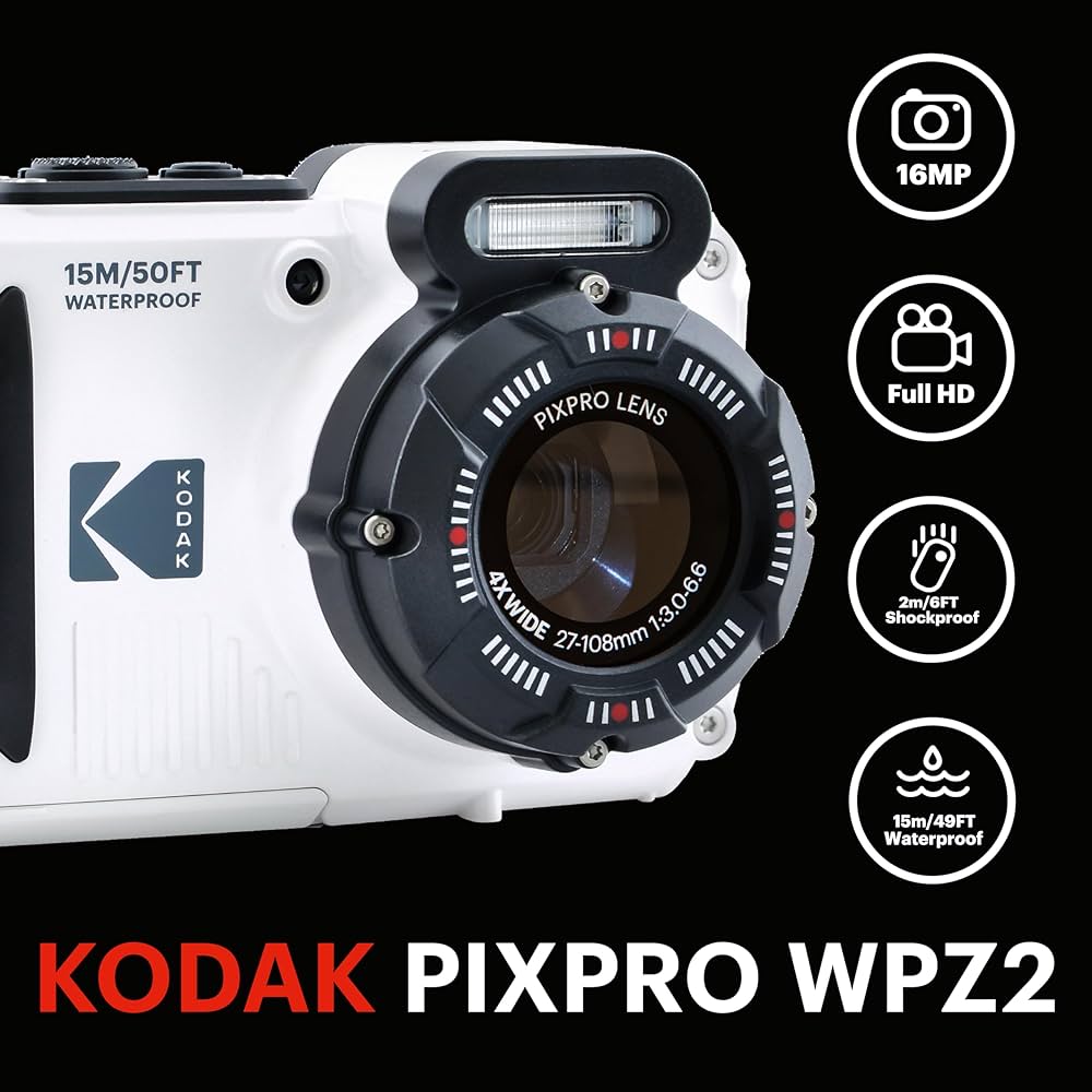 Amazon | Kodak PIXPRO WPZ2 16MP 4倍ズームタフコンパクトカメラ