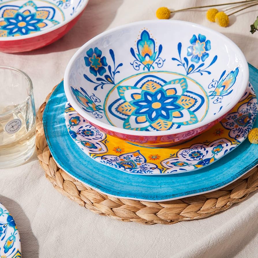 Amazon.co.jp: メラミン食器セット 12個 丈夫な食器セット カラフルな