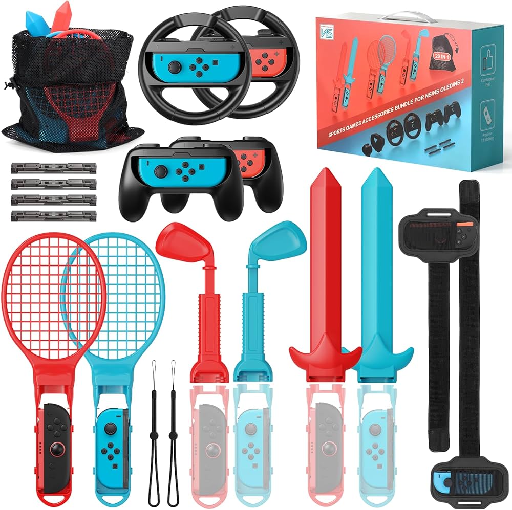 Amazon.com: 20 in 1 Switch Sports Accessories Bundle & Steering