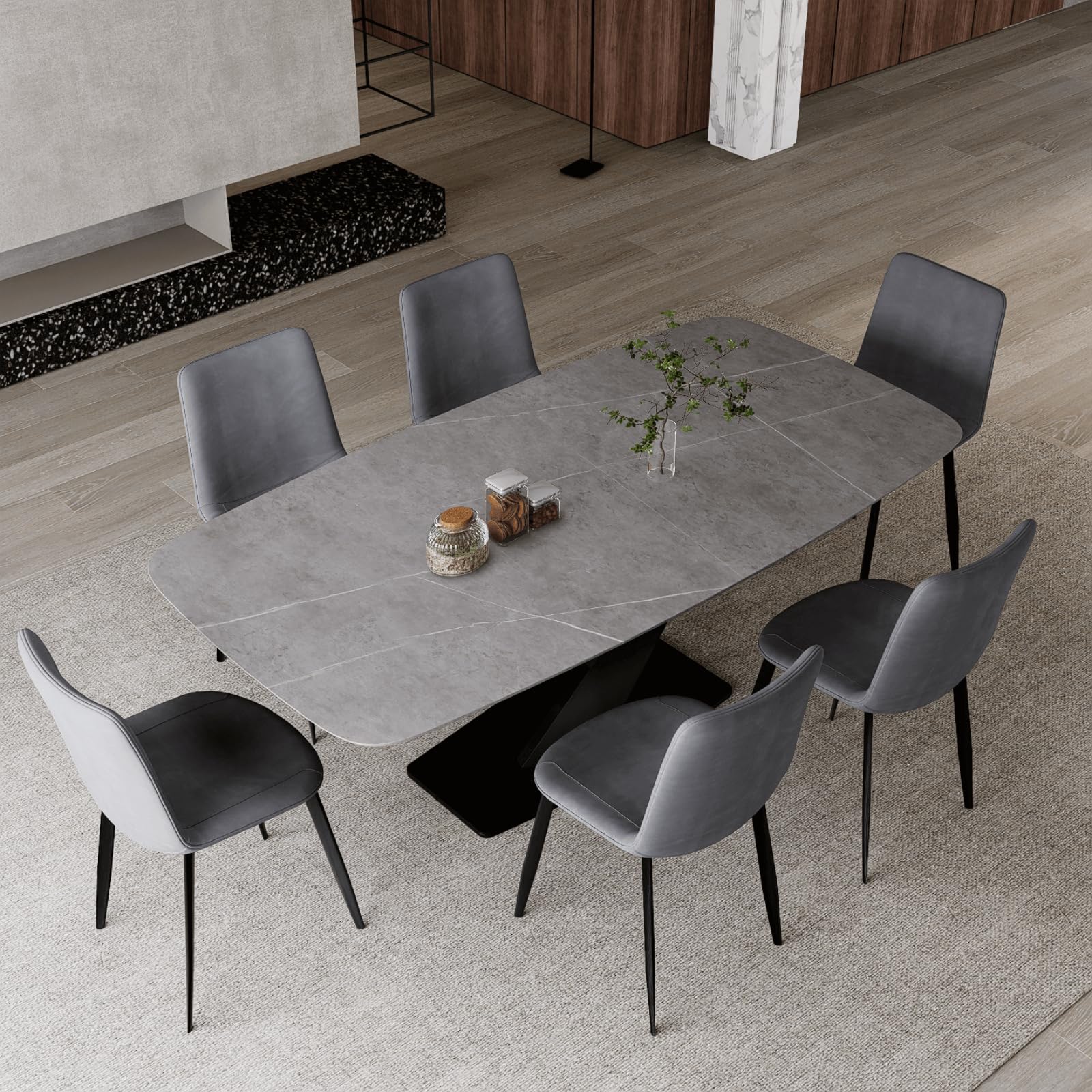 Amazon｜MUTUKI ダイニングテーブル セラミック天板 大理石柄 北欧