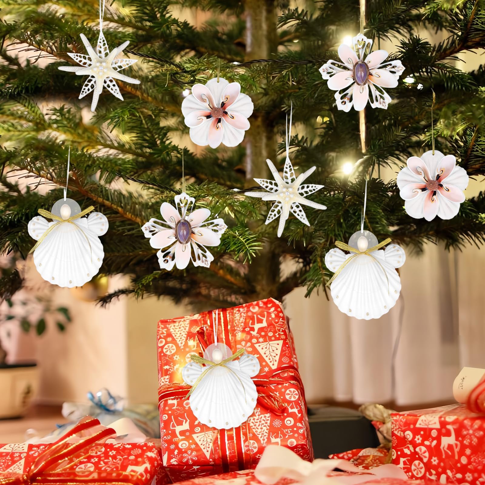 Amazon.co.jp: JQAQJU 沿岸クリスマス 貝殻 ヒトデ オーナメント 4個