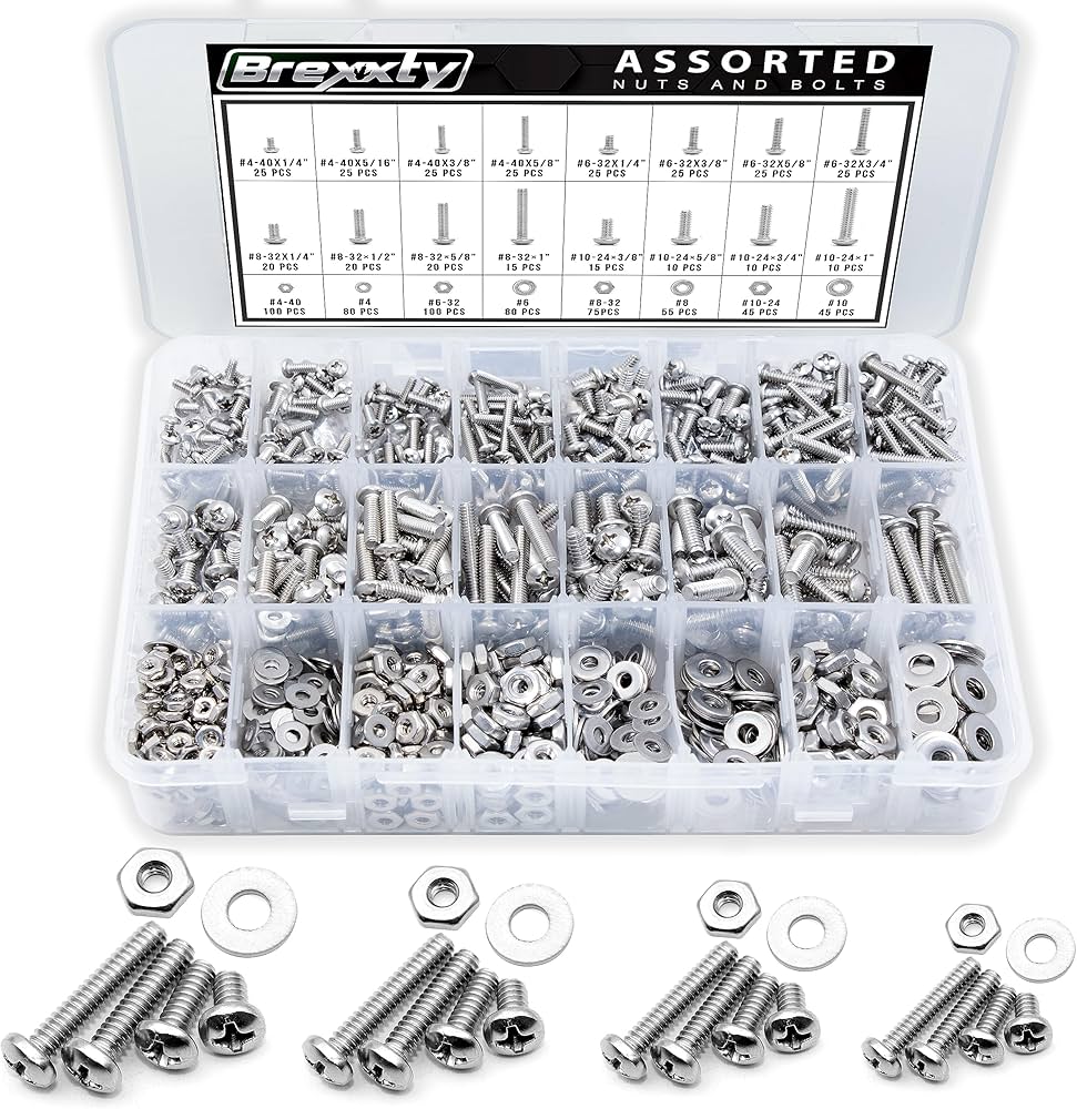 900pcs Nuts and Bolts Assortment Kit - 24 Sizes Machine Screws