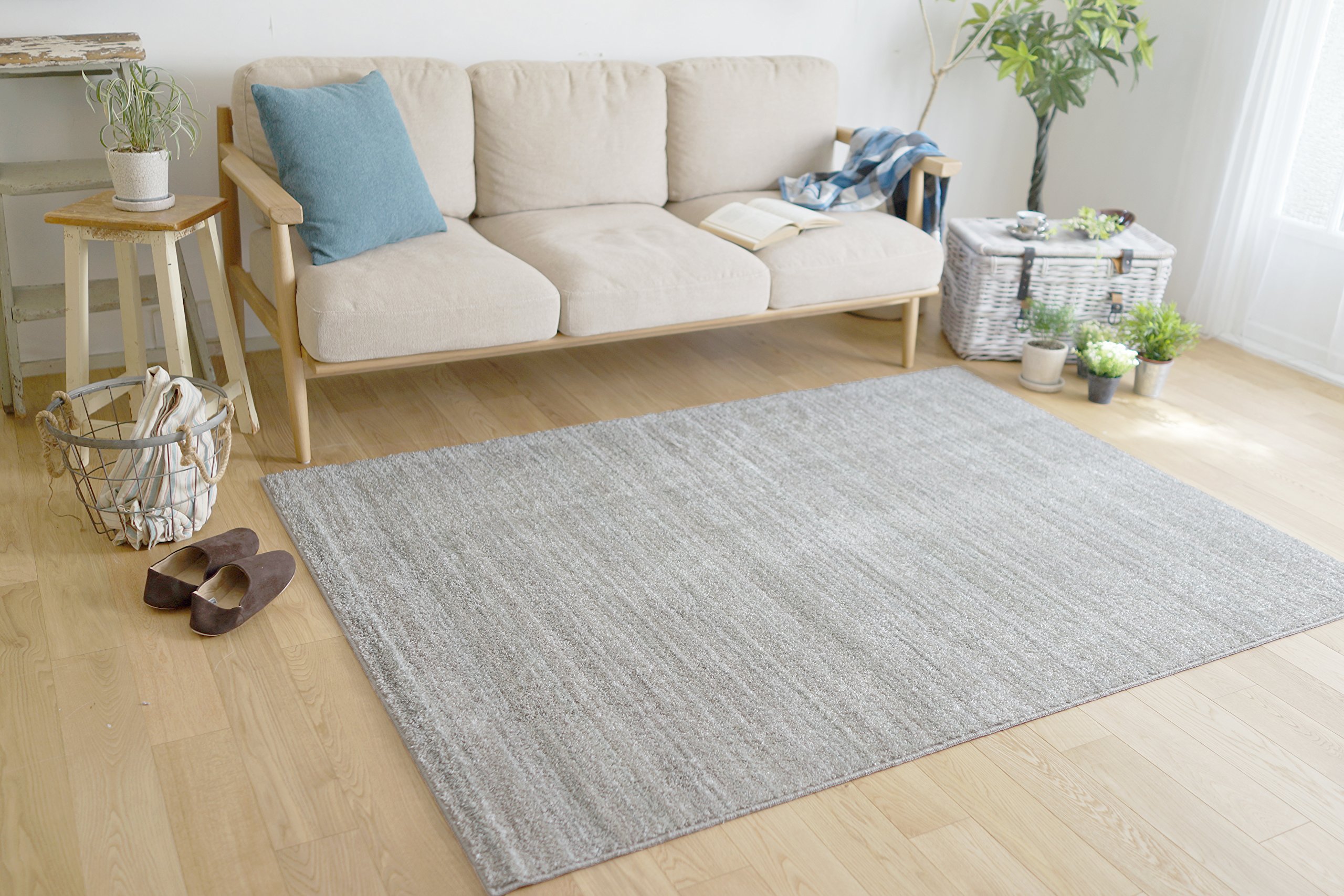 Amazon｜スミノエ(Suminoe) ラグ ライトグレー 140×200cm 防炎 防ダニ