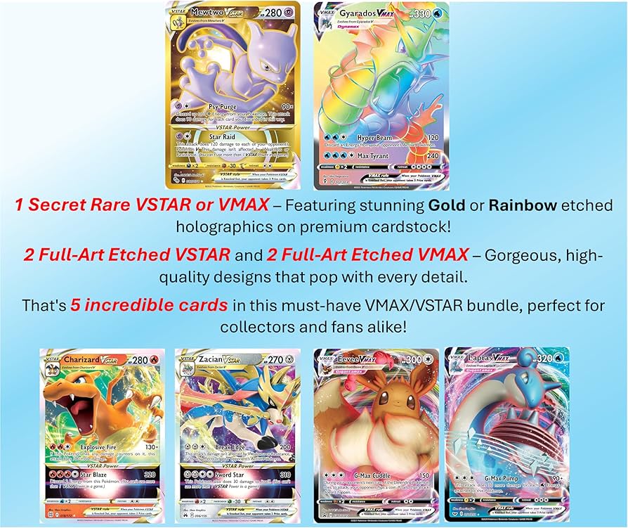 Amazon.com: 5 Pokemon Card VMAX/VSTAR Bundle - X2 VSTAR - X2 VMAX