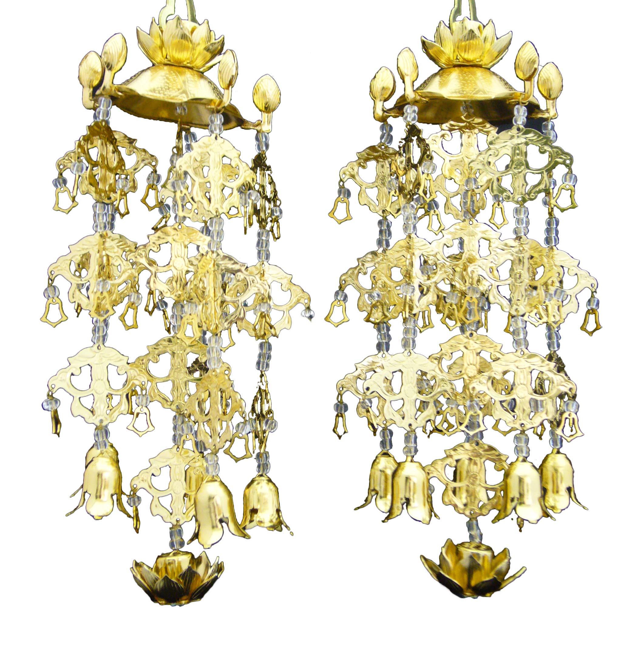 Amazon｜アルミ蓮笠瓔珞(ようらく)(1対) 金メッキ 小(3号)(高さ19.5cm