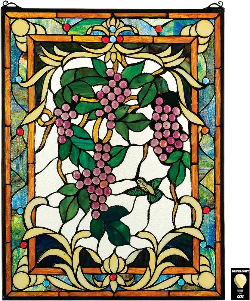 Amazon.co.jp: ステンドグラスパネル - ブドウ畑 ステンドグラス 窓