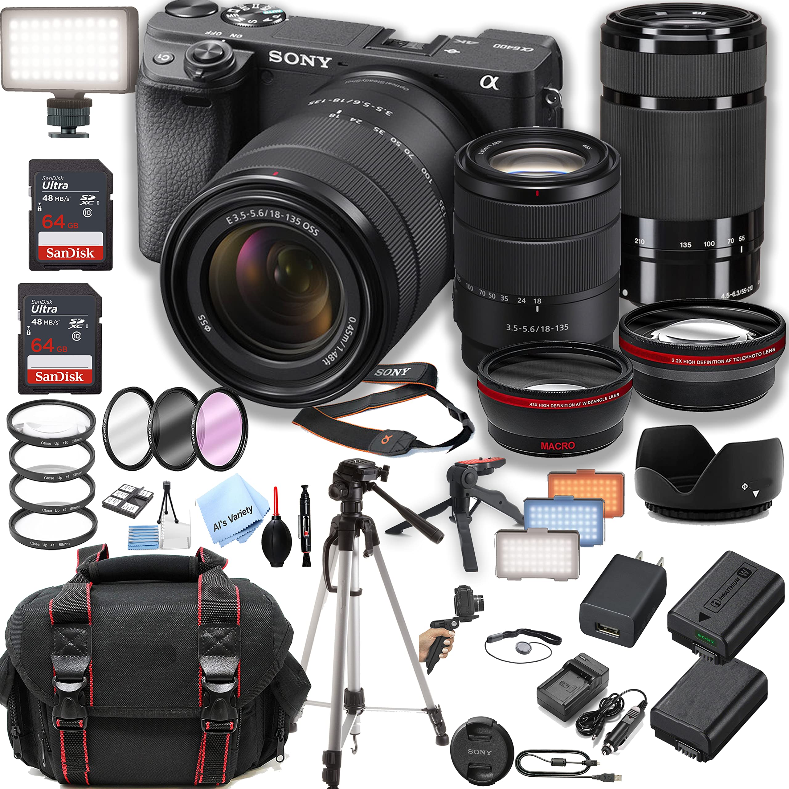 Amazon.com : Sony a6400 Mirrorless Camera with18-135mm & 55-210mm