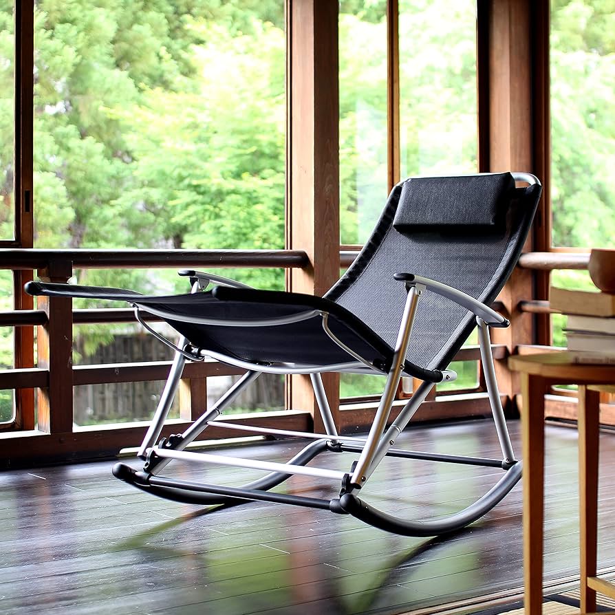 Amazon｜フォールディングロッキングチェアー ブラック 141319