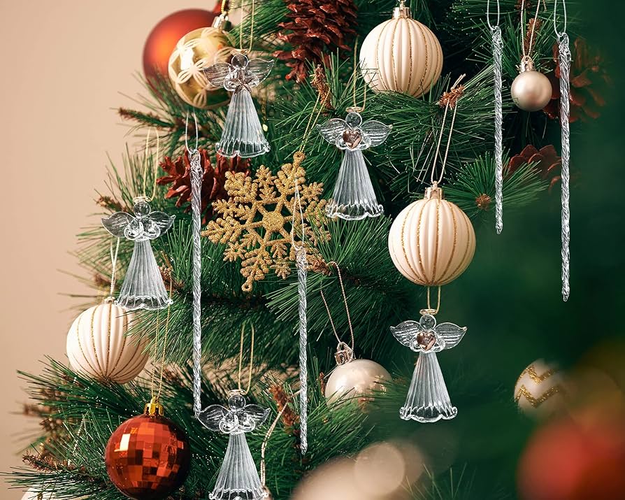 Amazon.co.jp: クリスマスガラス天使とつららオーナメントセット 18個