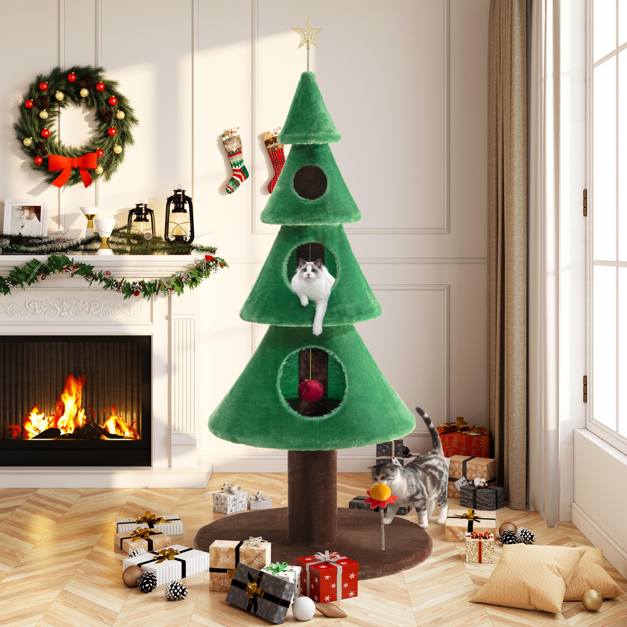 Amazon | Allewie 63インチ キャットツリー 屋内用 キティ/タワー用