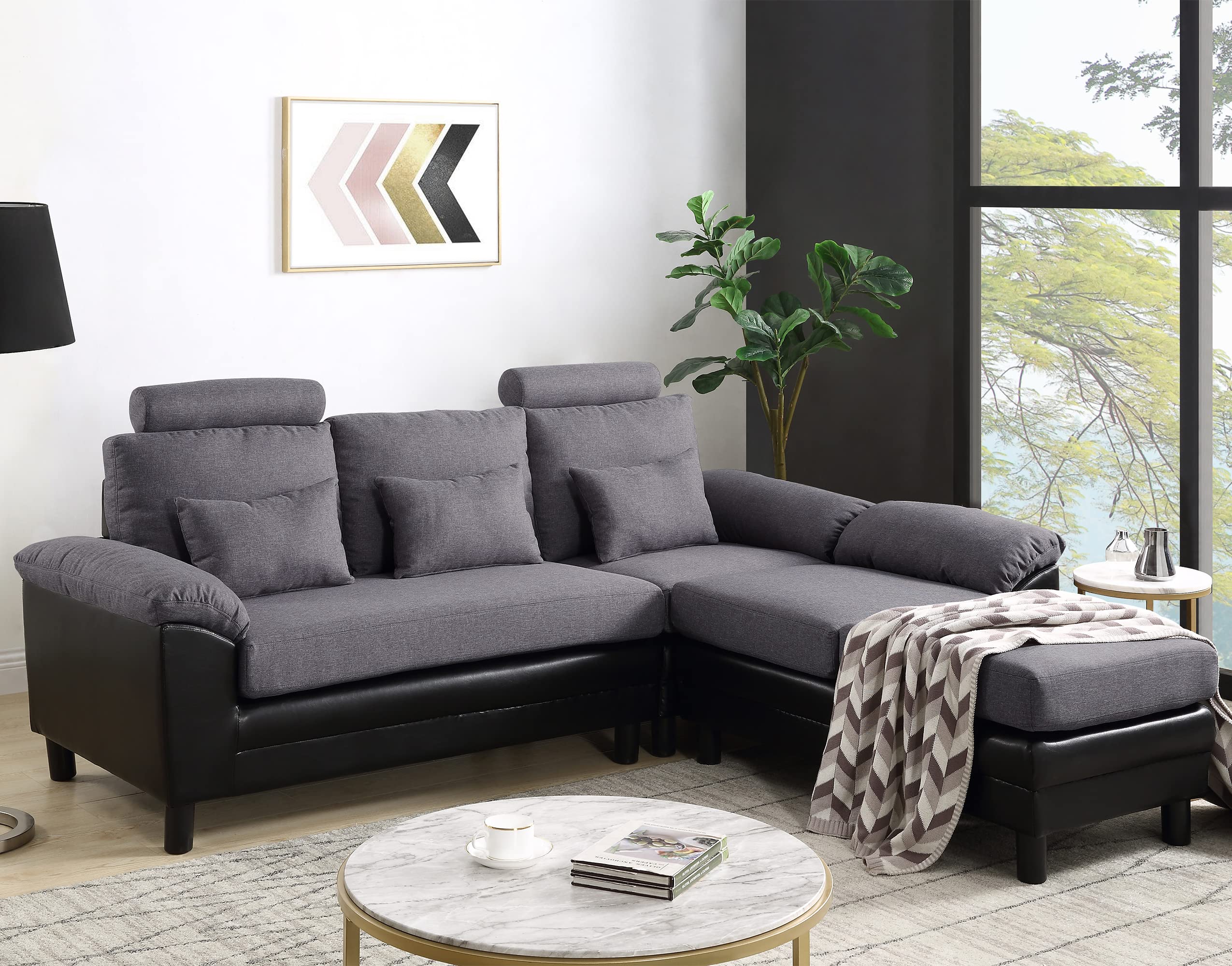 Amazon｜リビングソファ カウチソファ ソファ 三人掛け ソファー L字型