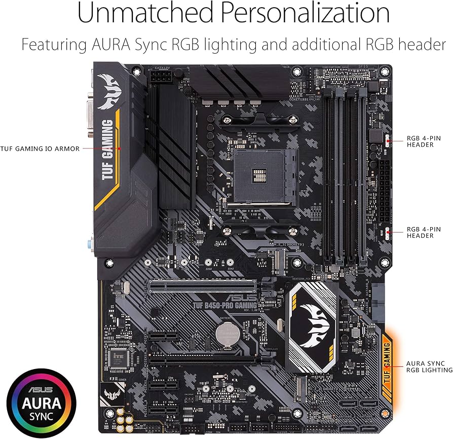 Asus TUF B450-Pro Gaming Motherboard (ATX) AMD Ryzen 3 AM4 DDR4