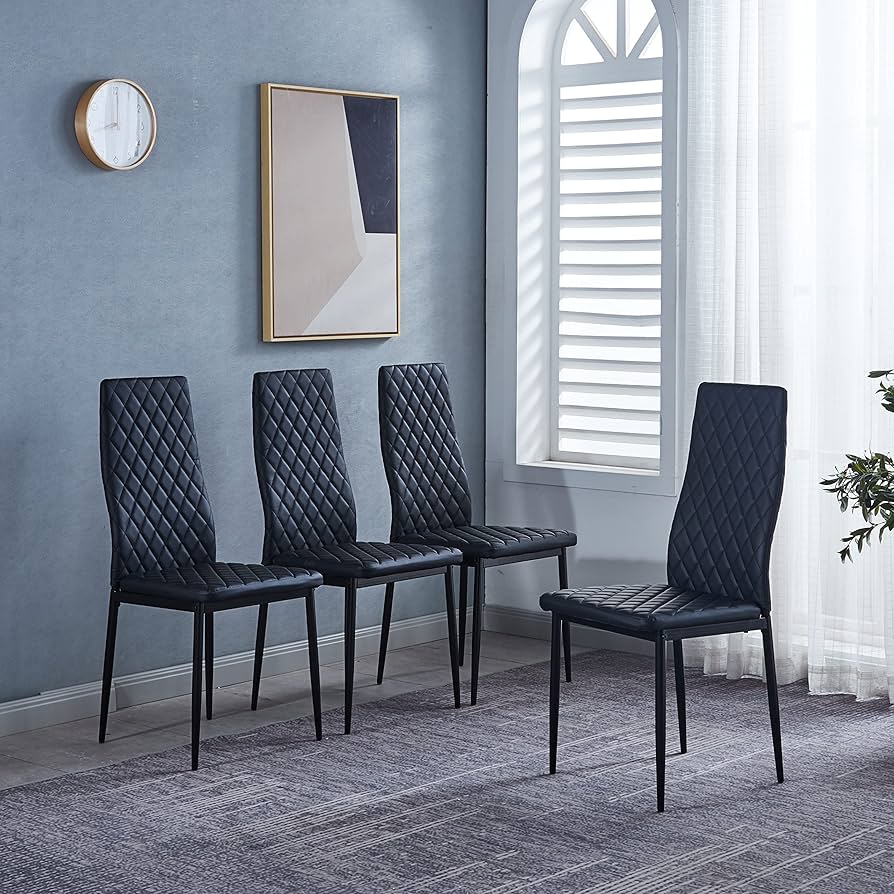 Amazon｜ダイニングチェア 4脚セット レザー 椅子 イス 食卓椅子 菱形