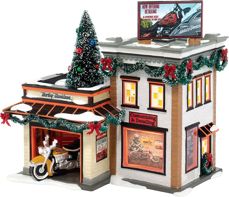Amazon.com: Department 56 Snow Village Harley-Davidson Detail Shop