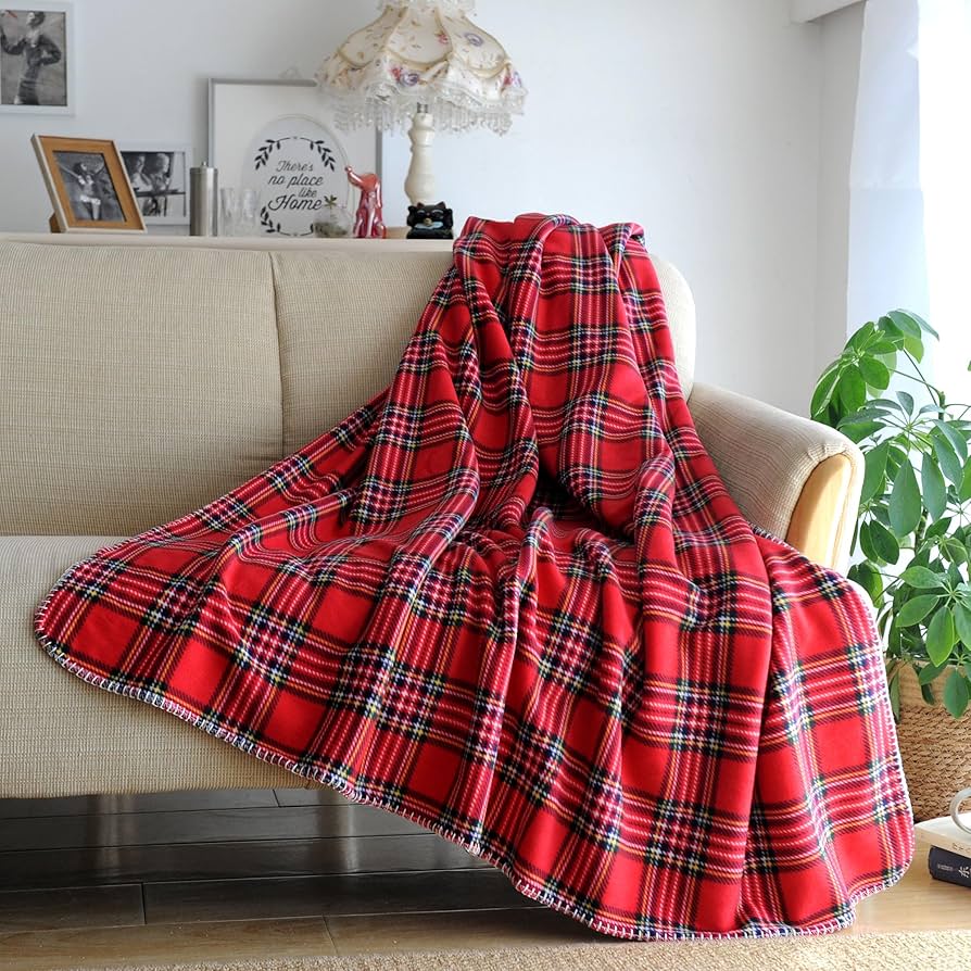 Amazon｜Filersong チェック 膝掛け 大判 2枚合わせ フリース