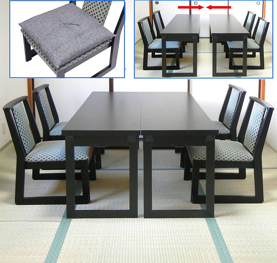 Amazon｜NEW和室用テーブル6点セット 「専用座布団4枚付き