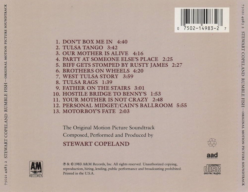 Amazon.co.jp: Rumble Fish: The Original Motion Picture Soundtrack