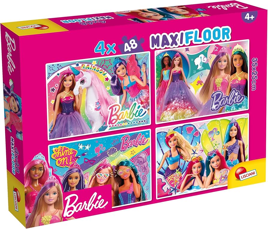 Amazon.com: LISCIANI - Barbie - Maxifloor Puzzle 4 x 48-4 Puzzles