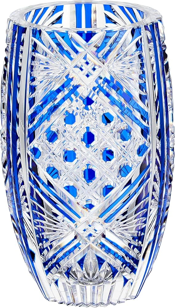 Amazon.co.jp: カガミクリスタル(Kagami) 花瓶 青 高さ210mm 江戸切子