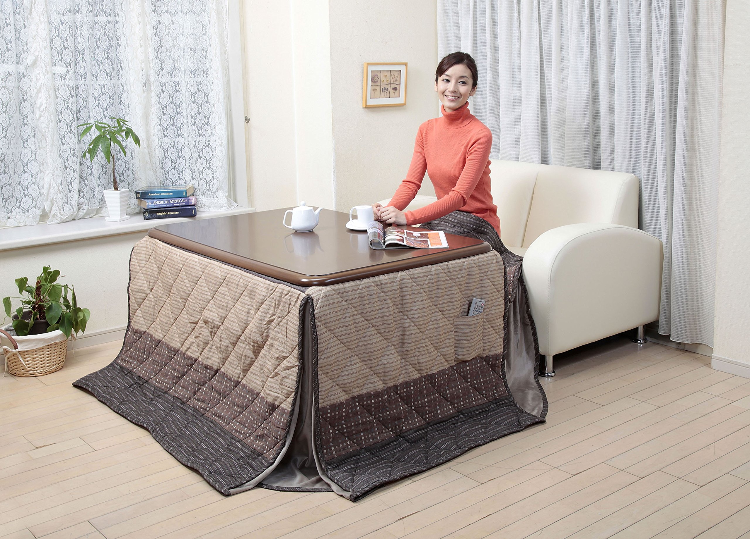 Amazon | リビングこたつ 高さ3段階調整 105×75cm | 滝口木材 | こたつ