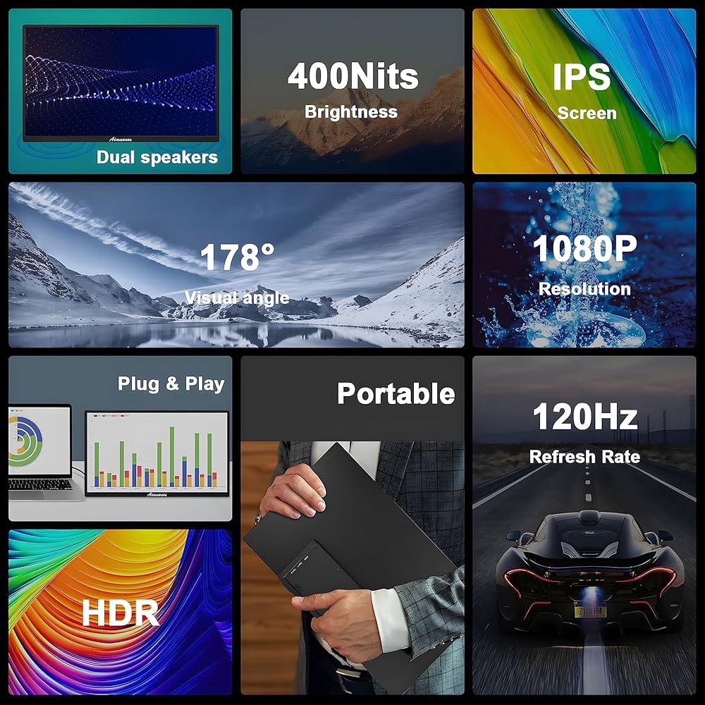 Amazon.co.jp: 18.5インチ ノートパソコン用ポータブルモニター、1080P