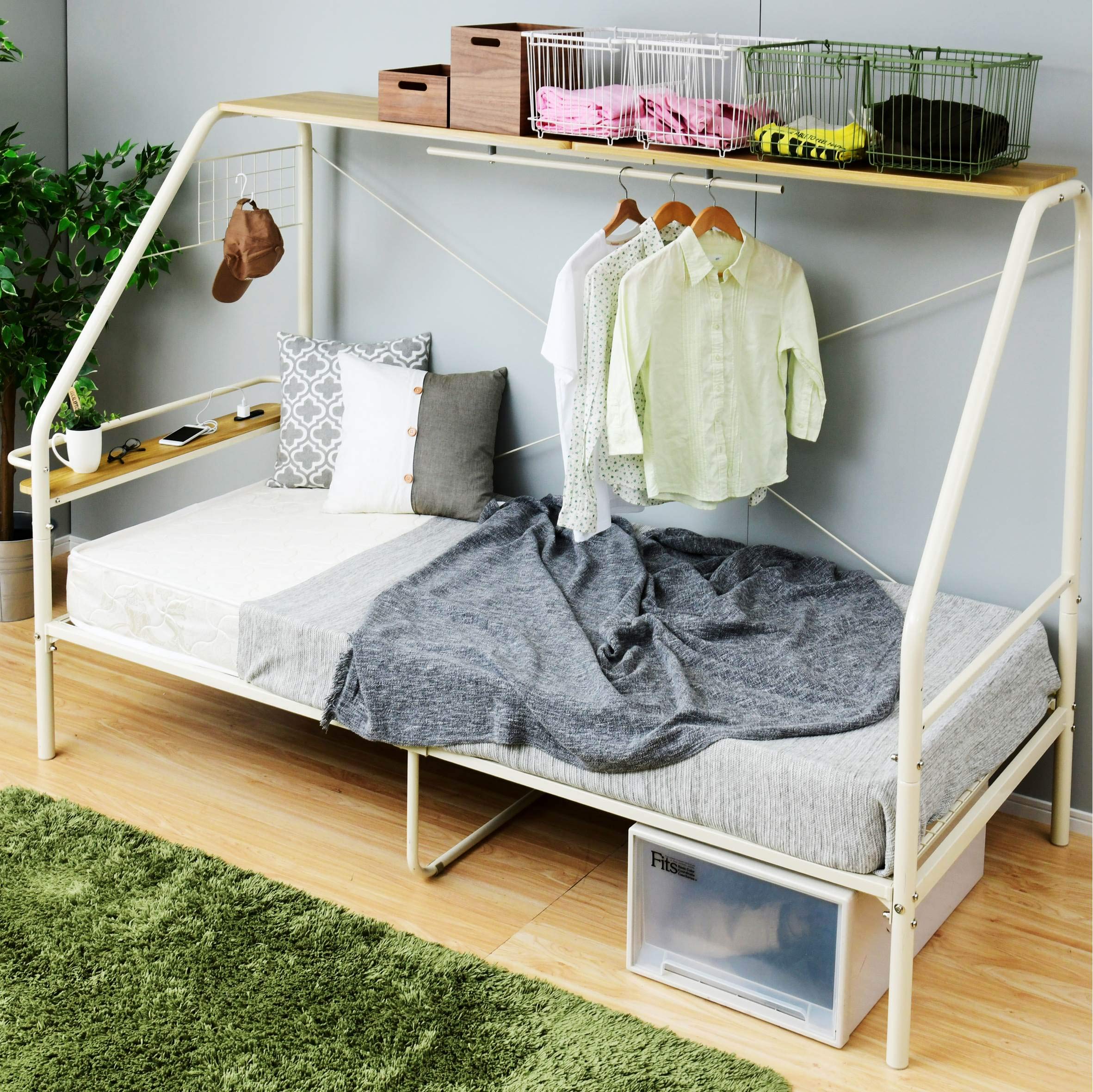 Amazon｜山善(YAMAZEN) ぐうたらベッド (コンセント・ハンガーバー