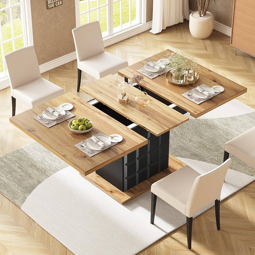 Telescopic Extendable Dining Table 110-140×80cm for 4-6 People