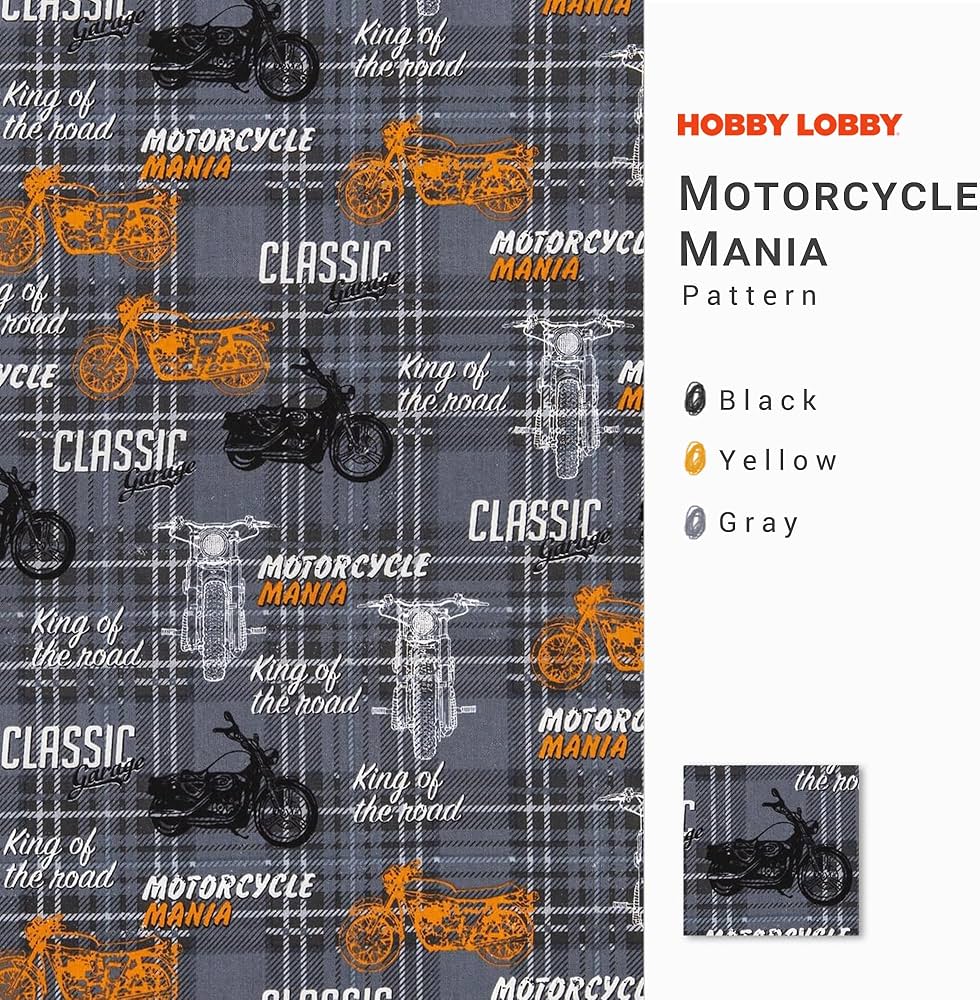 Amazon.com: Hobby Lobby Motorcycle Mania Cotton Calico Fabric (1