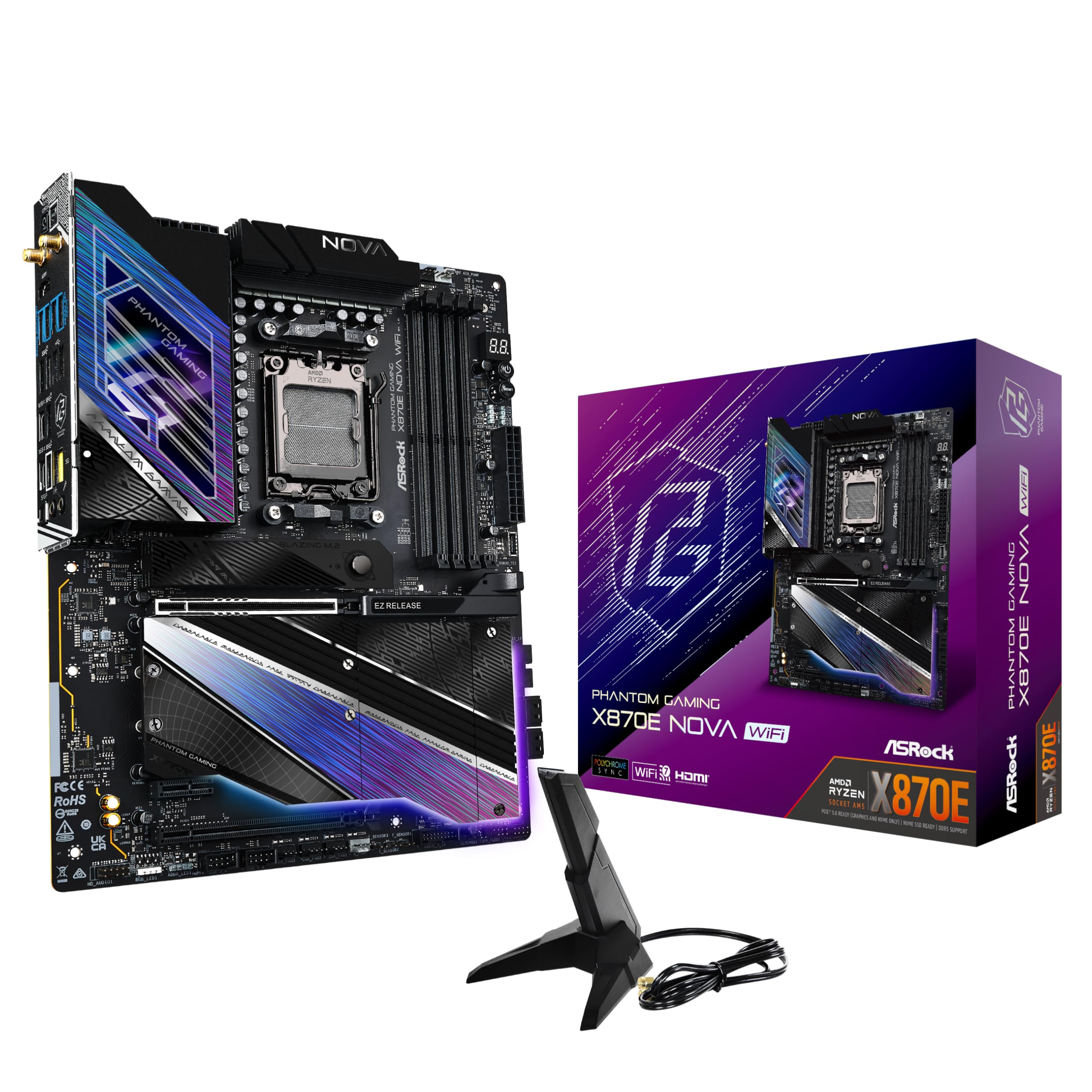 Amazon.com: ASRock Phantom Gaming X870E Nova WiFi Socket AM5 AMD