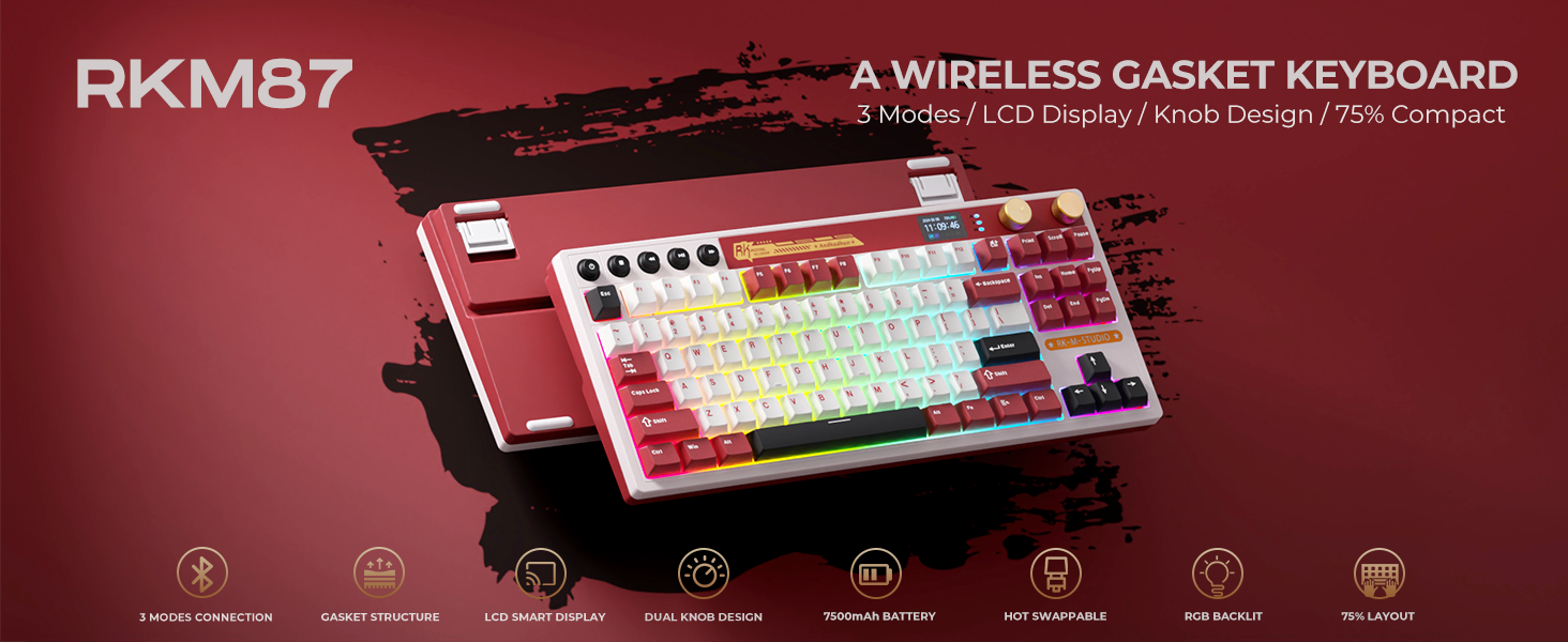 Amazon.com: RK ROYAL KLUDGE M87 Wireless Gaming Keyboard with