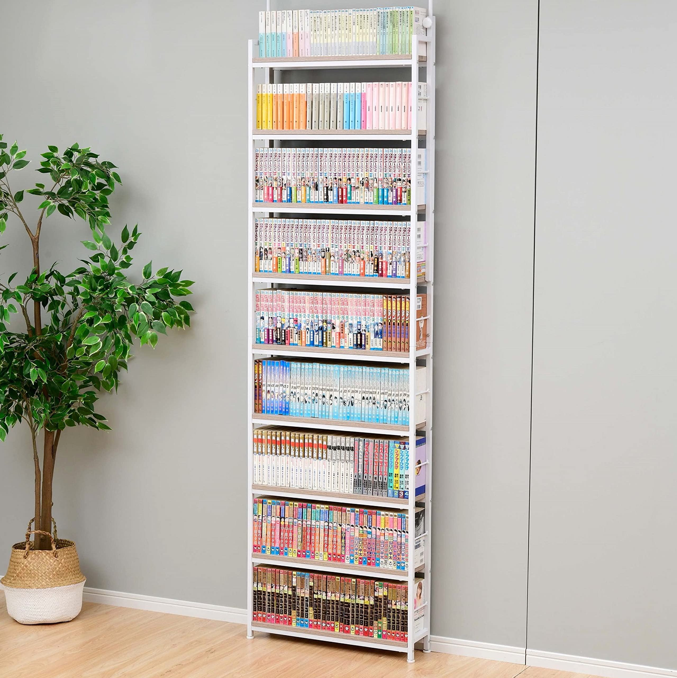 Amazon｜山善(YAMAZEN) 本棚 (突っ張り) 大容量 スリム 全体耐荷重180