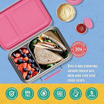 Amazon.com: AOHEA Stainless Steel Lunch Box for Kids, Leak Proof
