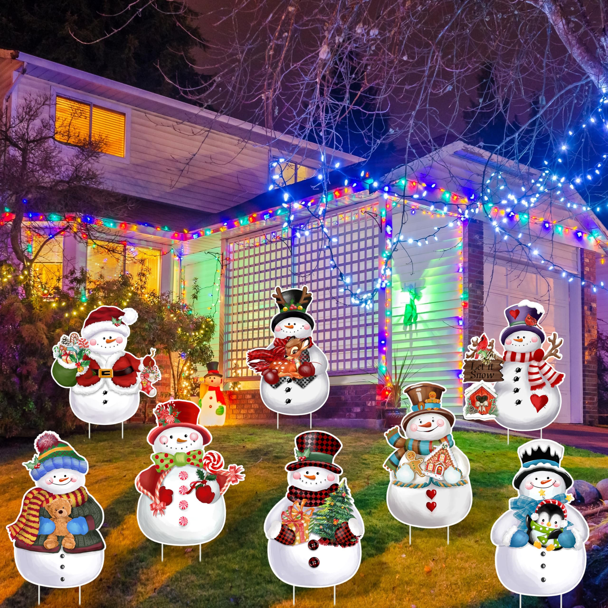 Amazon.co.jp: TREWAVE ステークス付きクリスマスヤードサイン 9個