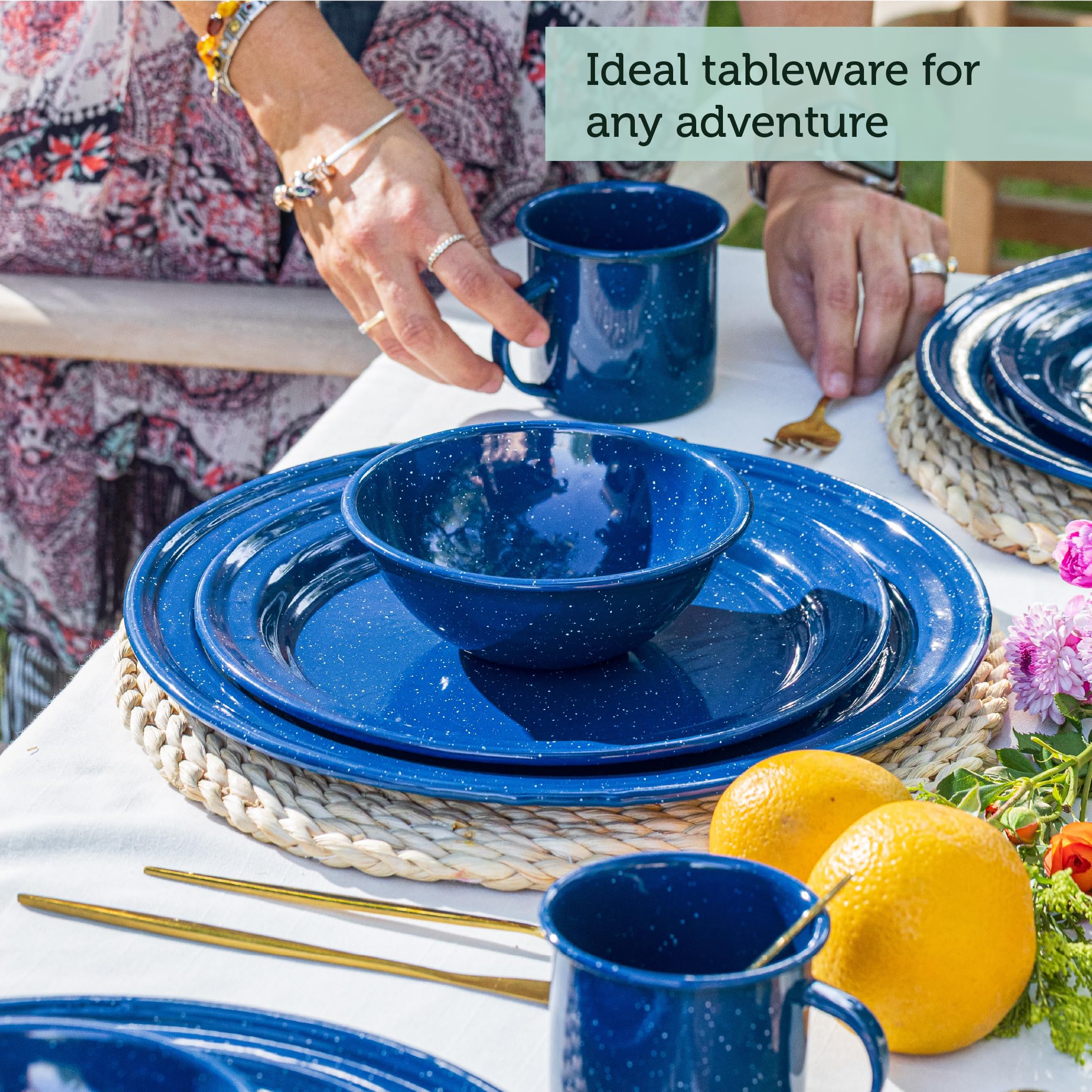 Amazon.co.jp: Cinsa 16ピース エナメルウェア食器セット 4人用 (斑点