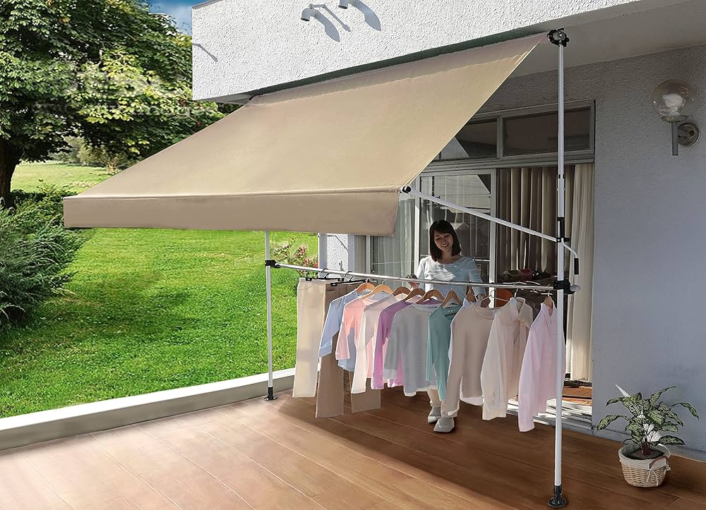 Amazon | リビングアウト(Living Out) 物干し竿付きオーニング 日よけ