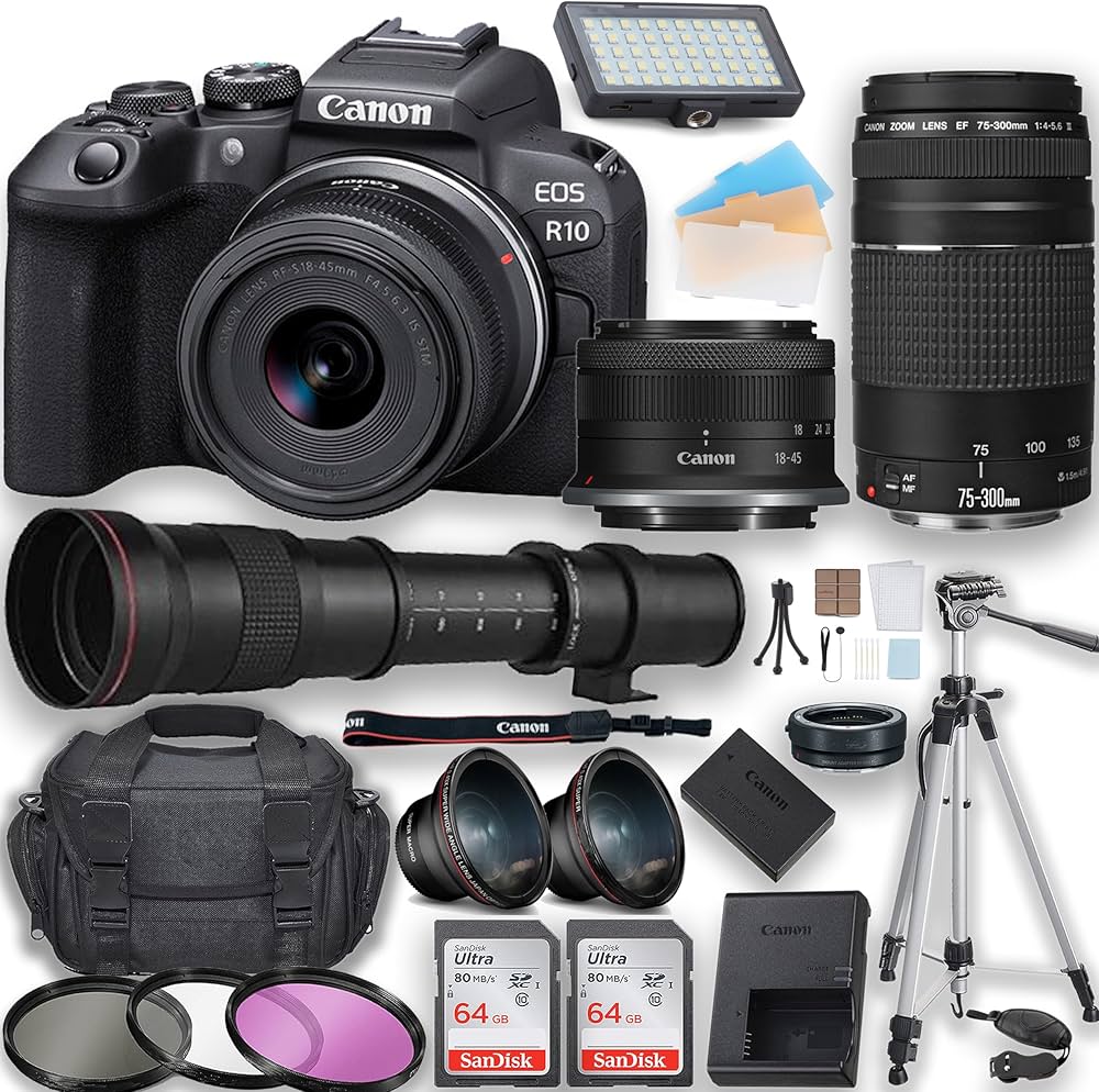 Amazon | キヤノン CanonEOSR10ミラーレスカメラ18-45mmレンズとEF75