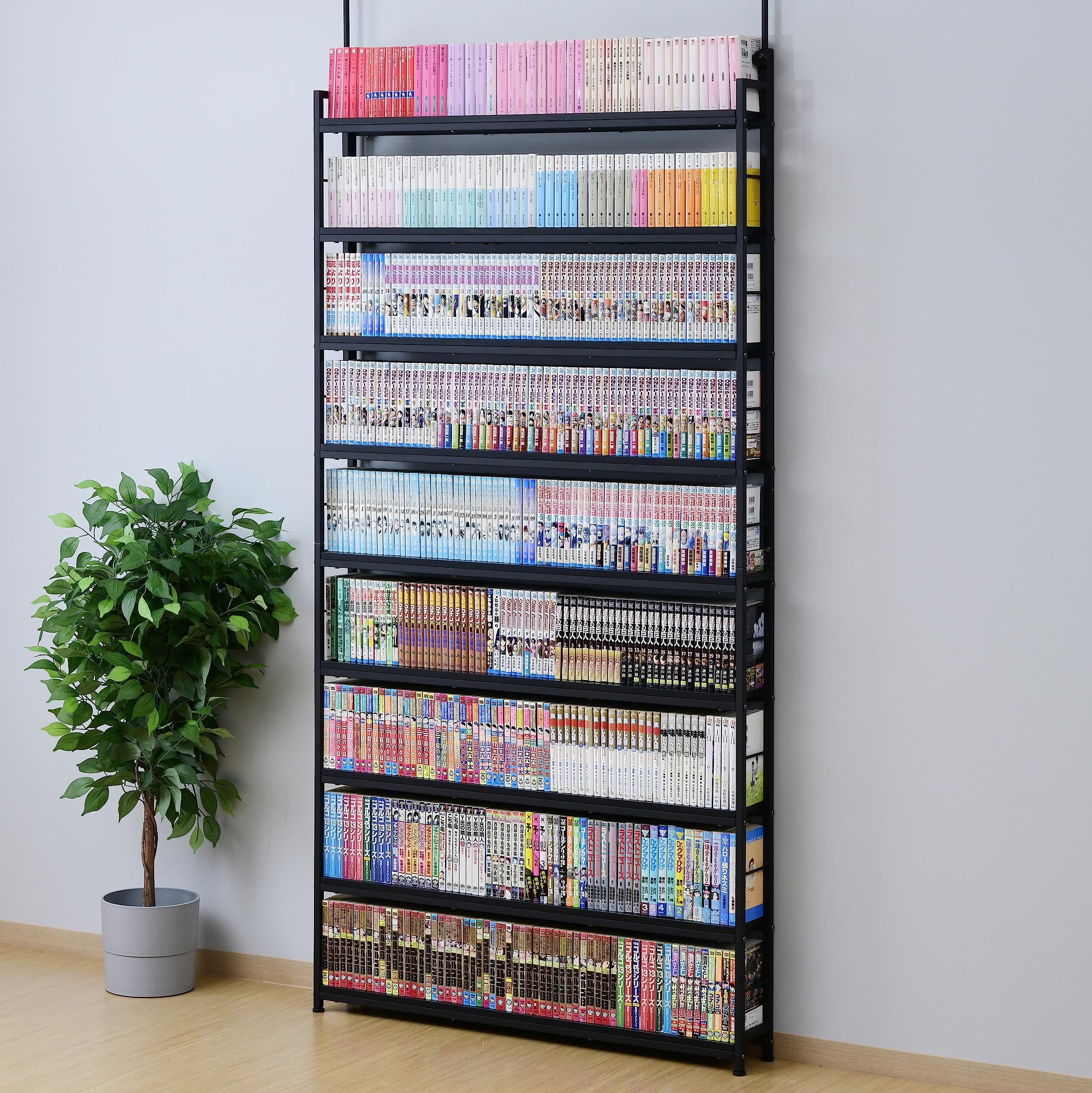 Amazon｜山善(YAMAZEN) 本棚 (突っ張り) 大容量 スリム 全体耐荷重180