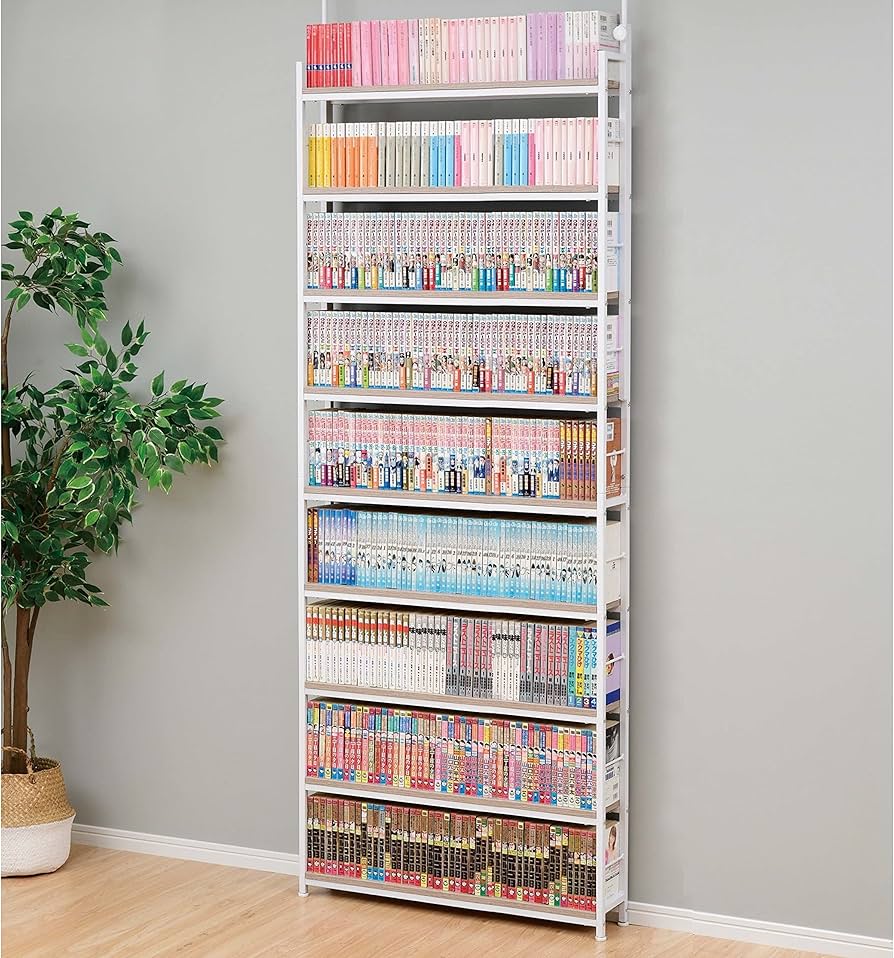 Amazon｜山善(YAMAZEN) 本棚 (突っ張り) 大容量 スリム 全体耐荷重180