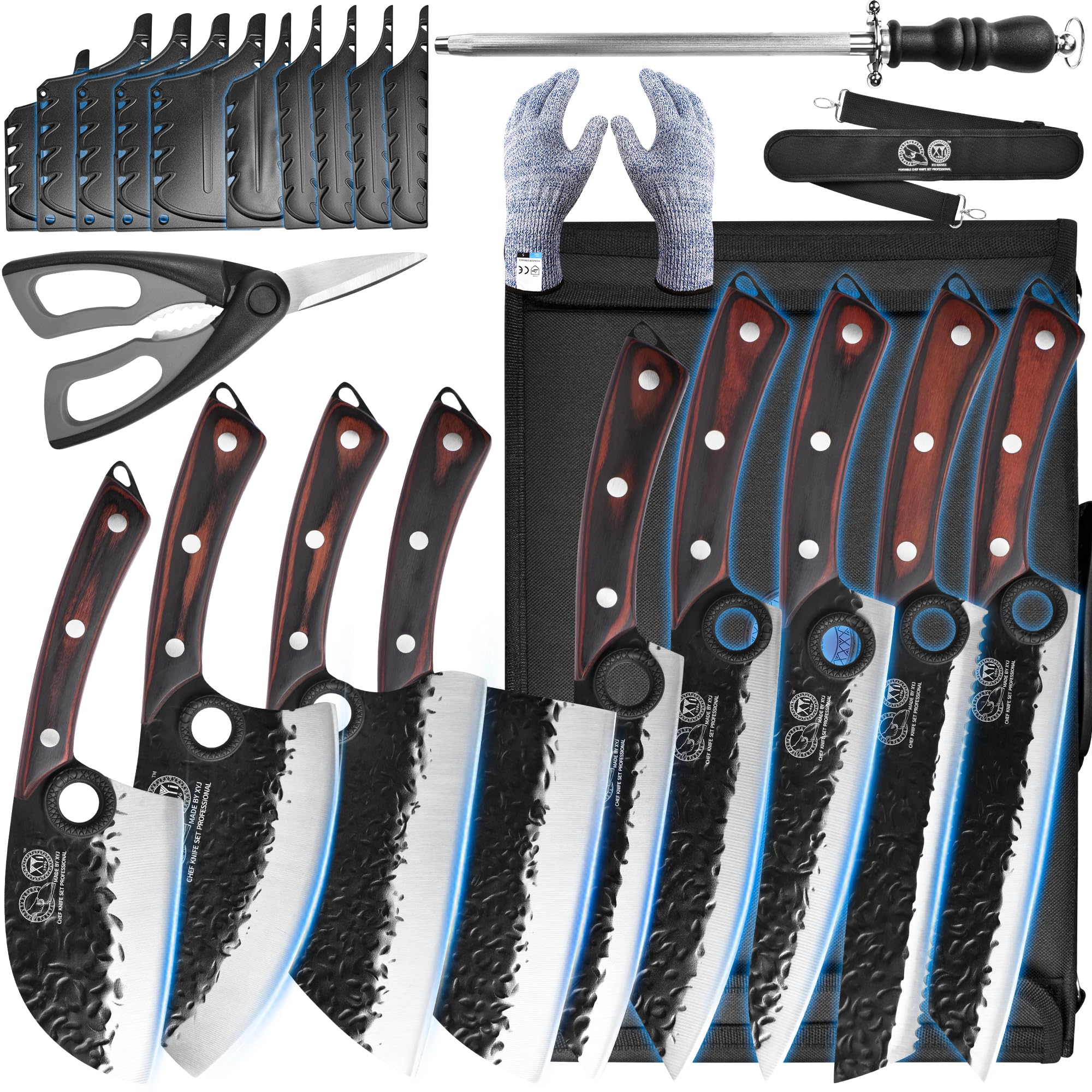 Amazon.com: XYJ Professional Serbian Chef Knife Set with Roll Bag