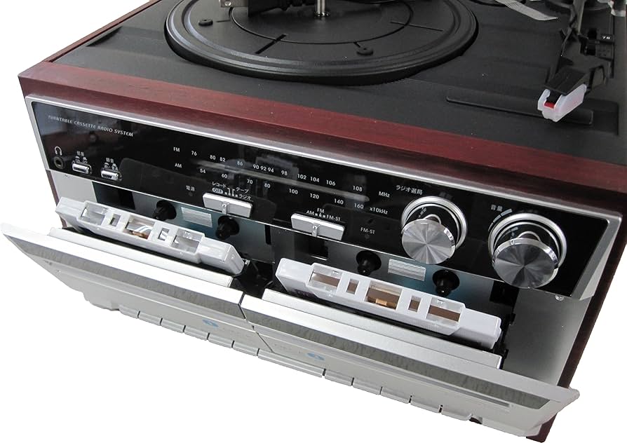 Amazon.co.jp: エバリエント 木目調Wカセットレコードプレーヤー TT